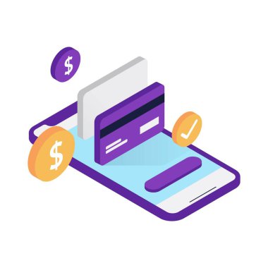 Ödeme Yöntemi Isometric Web Şablonu. Modern Düz Vektör Resimleri. İniş Sayfası. Sosyal Medya Kavramı.