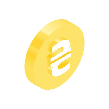 Isometric Para Birimi Sarı Simgesi. Modern Düz Vektör İllüstrasyonu. Hryvnia Döviz İşareti. Sosyal Ortam Şablonu.