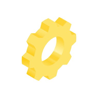 Isometric Sarı Simge. Modern Düz Vektör İllüstrasyonu. Vites levhası. Sosyal Ortam Şablonu.