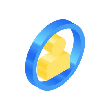 Isometric Simgesi. Modern Düz Vektör İllüstrasyonu. Kullanıcı İşareti. Sosyal Ortam Şablonu.