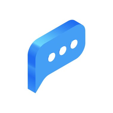 Isometric Blue Icon. Modern Düz Vektör İllüstrasyonu. Mesaj İşareti. Sosyal Ortam Şablonu.