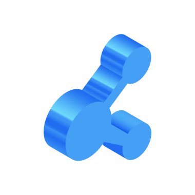 Isometric Blue Icon. Modern Düz Vektör İllüstrasyonu. İşareti paylaş. Sosyal Ortam Şablonu.