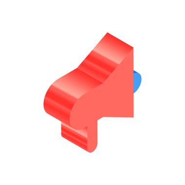 Isometric Red Icon. Modern Düz Vektör İllüstrasyonu. Sözcü İşareti. Sosyal Ortam Şablonu.