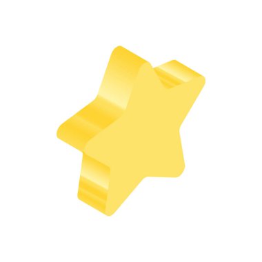 Isometric Sarı Simge. Modern Düz Vektör İllüstrasyonu. Yıldız İşareti. Sosyal Ortam Şablonu.