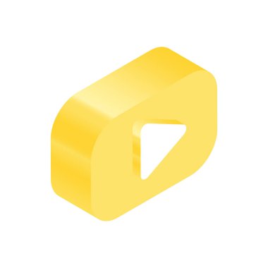 Isometric Blue Icon. Modern Düz Vektör İllüstrasyonu. Video İşareti. Sosyal Ortam Şablonu.