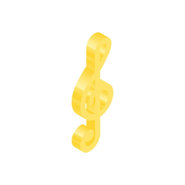 Icône Jaune Isométrique Illustration Vectorielle Plate Moderne Trible Clef Sign — Image vectorielle