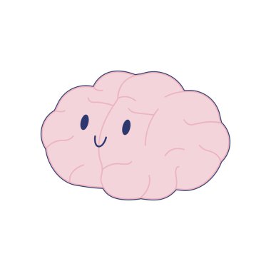 Mutlu Beyin. Modern Düz Vektör İllüstrasyonu. Beynini eğit. Sosyal Ortam Şablonu.