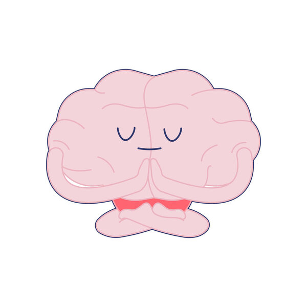 Happy Brain Meditate. Modern Flat Vector Illustration. Train Your Brain. Social Media Template.