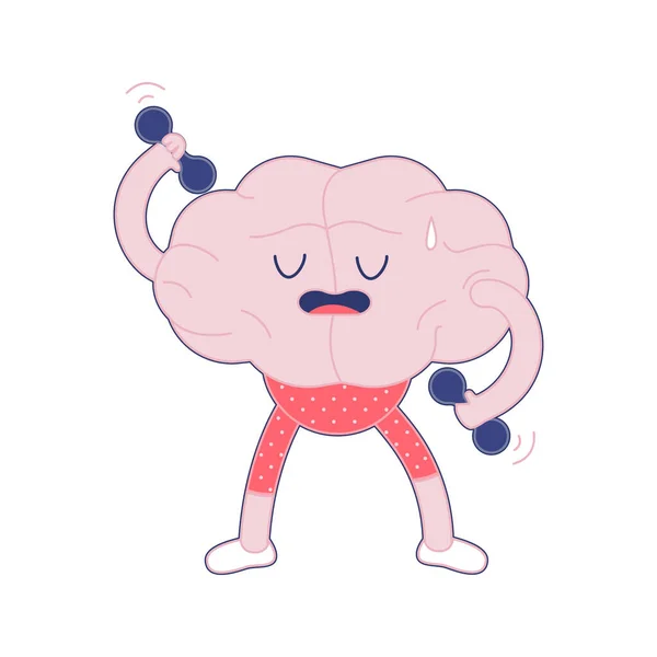 Training Brain Activity Dumbbells Oefening Moderne Flat Vector Illustratie Train — Stockvector