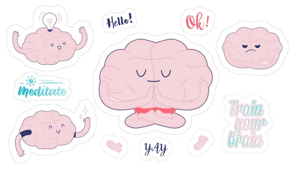 Vycvič Mozek Moderní Plochá Vektorová Ilustrace Mozek Meditovat Rozzlobený Mozek — Stockový vektor