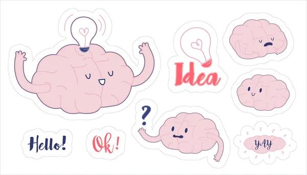 Vycvič Mozek Moderní Plochá Vektorová Ilustrace Happy Brain Has Idea — Stockový vektor