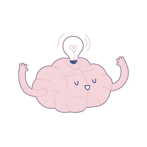 幸せな脳のアイデア電球 現代のフラットベクトルイラスト 脳を鍛えろ ソーシャルメディアテンプレート — ストックベクタ