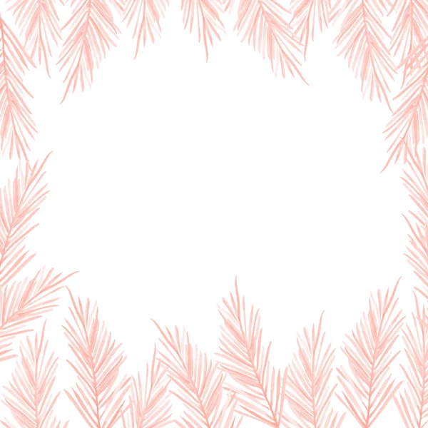 水彩画的粉红色松木框架 用于明信片 设计作品 纪念品 包装设计 邀请函 包装等的装饰 — 图库照片