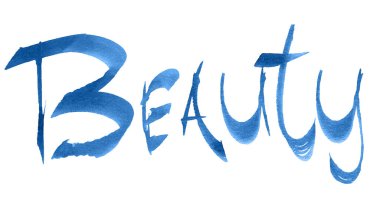 Watercolor lettering beauty in blue color for decorating booklets, brochures, stands, leaflets, web sites, sites, gadgets, souvenirs, packaging design, invitation, wrapping.