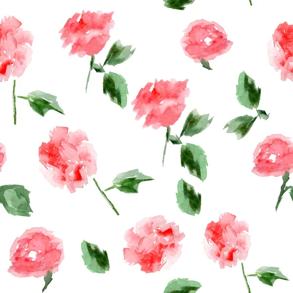 Akvarell Rózsák Zökkenőmentes Minta Képeslapok Nyomdai Formatervezési Munkák Ajándéktárgyak Szövetek — Stock Fotó