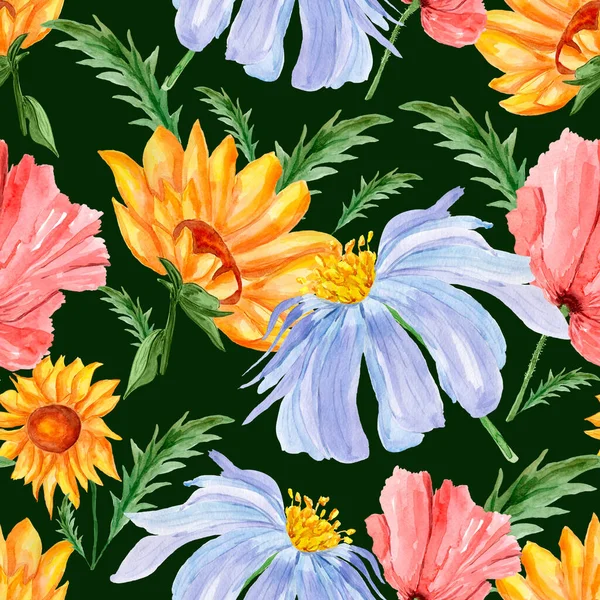 Kolorowe Letnie Kwiaty Dekoracji Pocztówek Druku Prac Projektowych Pamiątek Projektowania — Zdjęcie stockowe