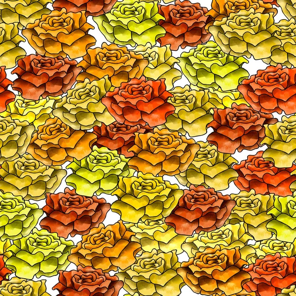 Rosas Patrón Inconsútil Amarillo Para Decoración Envoltorios Regalo Trabajos Diseño —  Fotos de Stock
