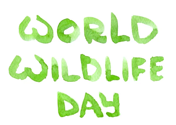 Wereld Wildlife Dag Handschrift Belettering Voor Decoratie Folders Web Souvenirs — Stockfoto