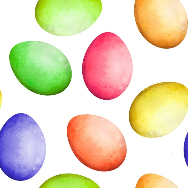 Multicolored easter eggs watercolor seamless pattern. Template for decorating designs and illustrations.