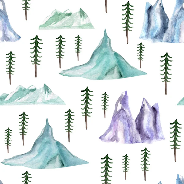 Montagne Rocce Acquerello Modello Infinito Modello Decorazione Disegni Illustrazioni — Foto Stock