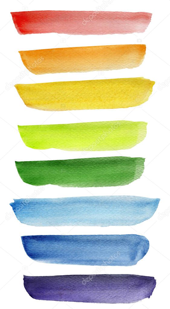 Rainbow watercolor vertical horizontal abstraction.Template for decorating designs and illustrations.
