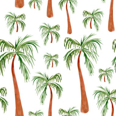 Palmiye ekimi suluboya desenli. Tasarım ve çizimler için şablon.