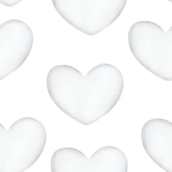 Duże Białe Serce Białym Tle Bezszwowy Wzór Szablon Dekoracji Wzorów — Zdjęcie stockowe