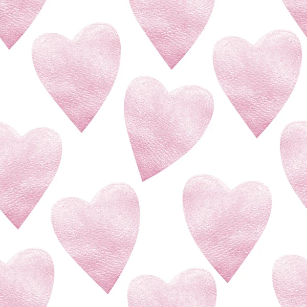 Рожеві Серця Блискітками Акварельний Безшовний Візерунок Шаблон Прикраси Дизайну Ілюстрацій — стокове фото