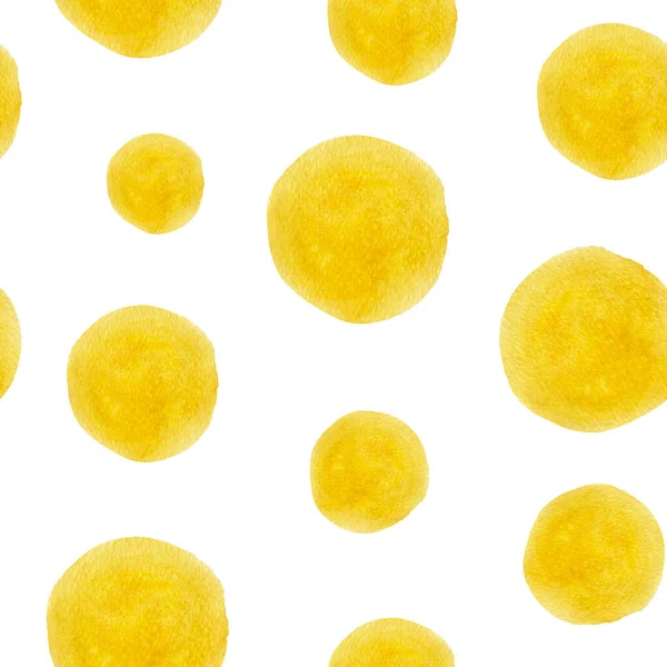 Amarelo Ensolarado Manchas Abstratas Aquarela Padrão Sem Costura Modelo Para — Fotografia de Stock