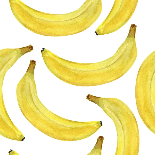 Bananes Jaune Aquarelle Motif Sans Couture Modèle Pour Décoration Dessins — Photo