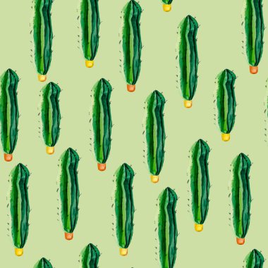 Çöl kaktüsleri suluboya desenleri. Tasarım ve çizimler için şablon.