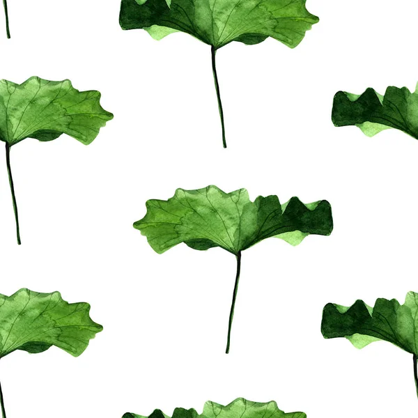 Aquarell Lotus Seerose Blätter Nahtlose Muster Vorlage Zum Dekorieren Von — Stockfoto