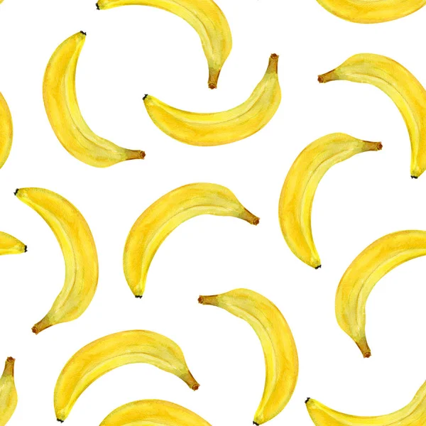 Banane Aquarelle Entière Motif Sans Couture Modèle Pour Décoration Dessins — Photo