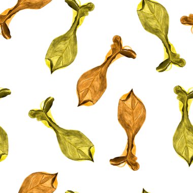 Dekoratif tropikal yapraklar suluboya desensiz. Tasarım ve çizimler için şablon.