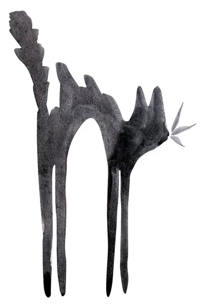 Bang Zwarte Kat Aquarel Illustratie Model Voor Het Decoreren Van — Stockfoto