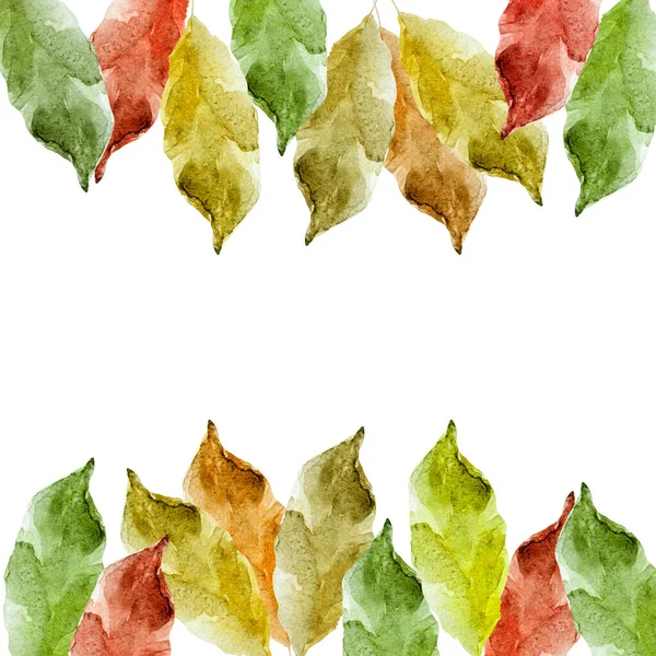 Podzim Opouští Rámeček Akvarel Ilustrace Šablona Pro Zdobení Návrhů Ilustrací — Stock fotografie