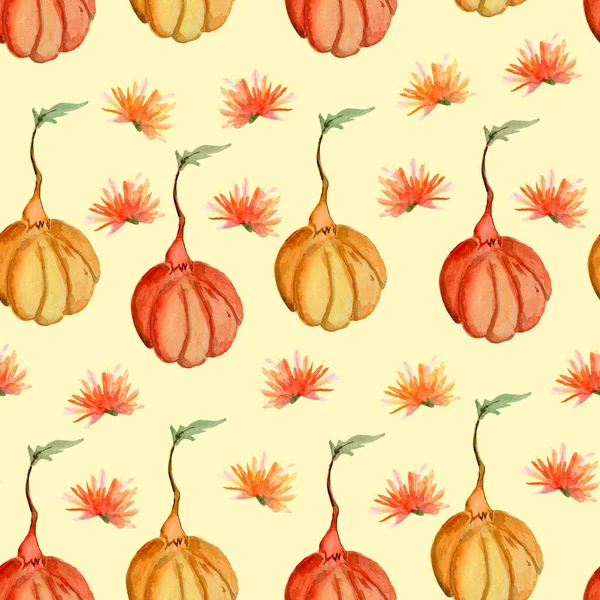 Halloween Pumpkins Watercolor Patern Template Decorating Designs Illustrations — 图库照片