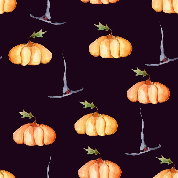 Watercolor Patern Pumpkins Halloween Template Decorating Designs Illustrations — 图库照片