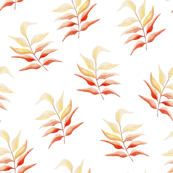 Herfst Oranje Takken Aquarel Naadloos Patroon Model Voor Het Decoreren — Stockfoto