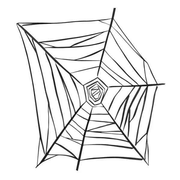 Spinnennetz Schwarze Linie Illustration Vorlage Zum Dekorieren Von Designs Und — Stockfoto