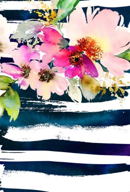 Çiçekli tebrik kartı.