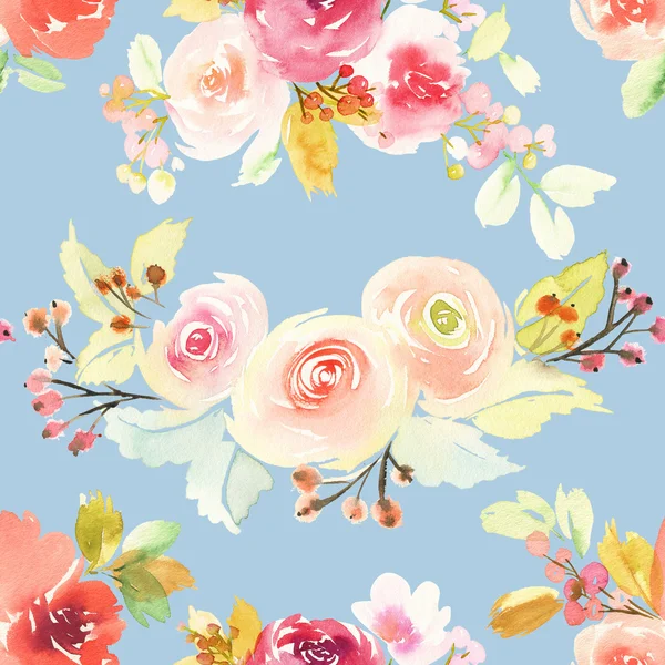 Seamless pattern with flowers watercolor. — Stock Photo, Image