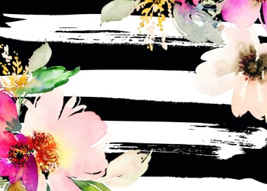 Çiçekli tebrik kartı.