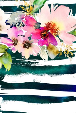 Çiçekli tebrik kartı.