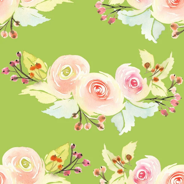 Seamless pattern with flowers watercolor. — Stock Photo, Image