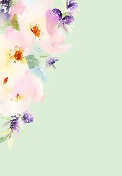 Wenskaart met bloemen. — Stockfoto