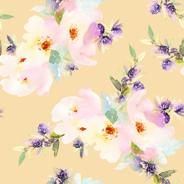 Seamless pattern with flowers watercolor. — Stock Photo, Image