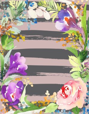 Çiçekli tebrik kartı.