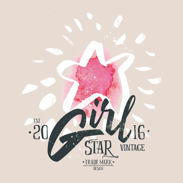 Print for women's shirts. Girl. Vector. — Stock Vector