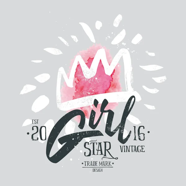 Print for women's shirts. Girl. Vector. — Stock Vector